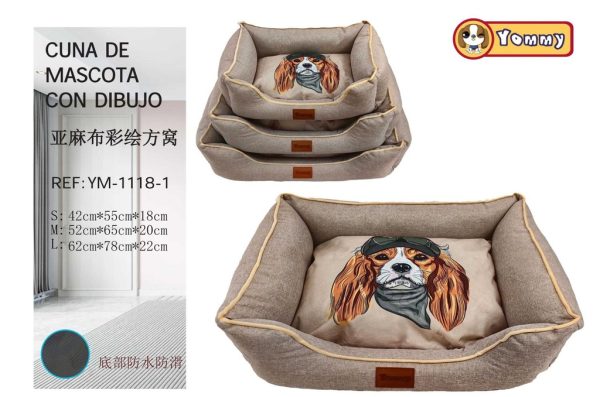 Cuna de perro de tela de yute 3 piezas color crema - Cama para mascotas