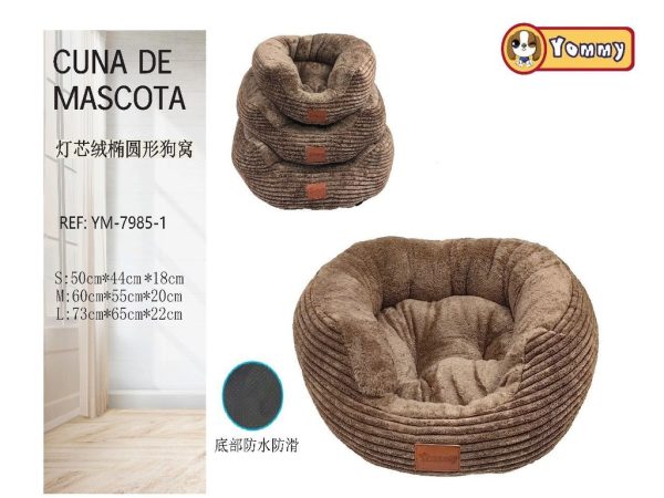 Cuna de perro ovalada de terciopelo con relleno suave - Cama para mascotas