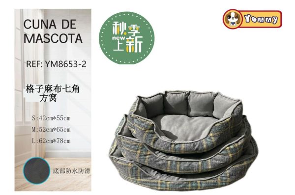 Cuna de tela a cuadros en color gris 3 piezas - Camas modernas y acogedoras