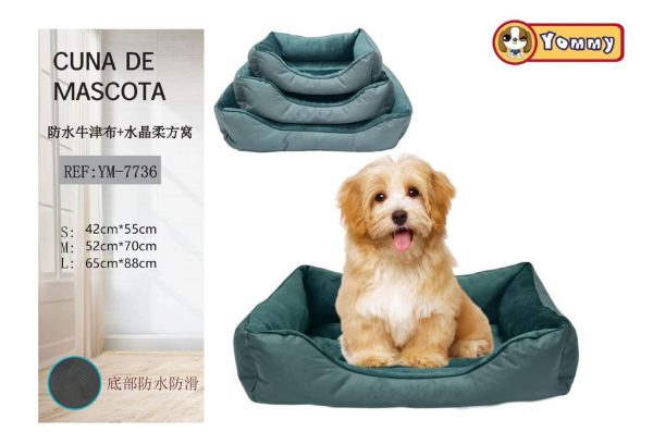 Cuna para mascotas de tela Oxford 3 piezas gris - Cama para mascotas
