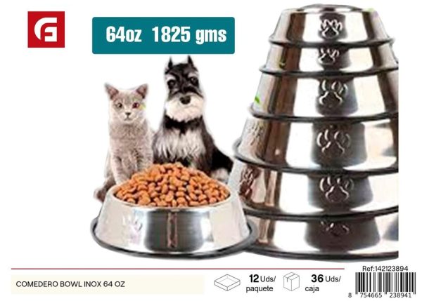Comedero bowl inox 64 oz - Accesorios para mascotas