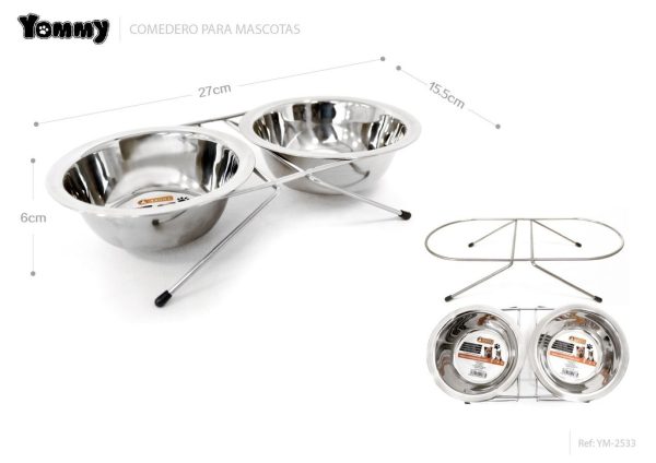 Comedero de hierro para mascotas 27*15.5*6 cm - Plato para alimentos de mascotas