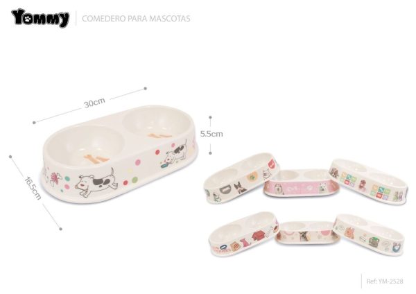 Comedero doble de PVC de alta calidad de 30x16.5x5.5cm