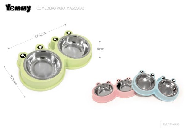 Comedero doble para mascotas 27.8*15.5*4cm - Comedores para gatos y perros