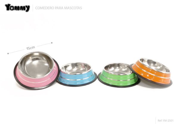 Comedero para perros de acero inoxidable 15cm colorido