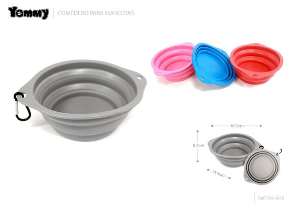 Comedero plegable para perros 16.5x11.5x6.7 cm - Accesorio de viaje para mascotas
