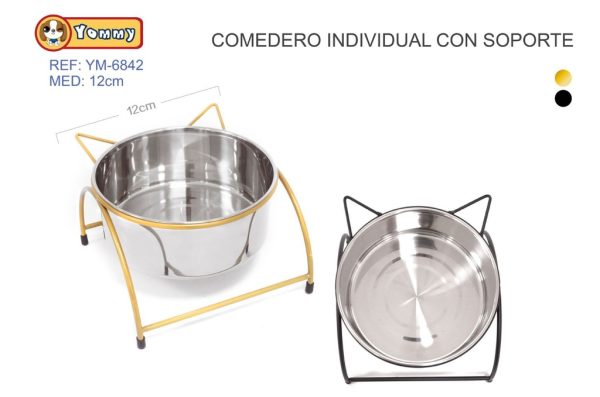 Cuenco de acero con soporte 12 cm - Accesorios para mascotas