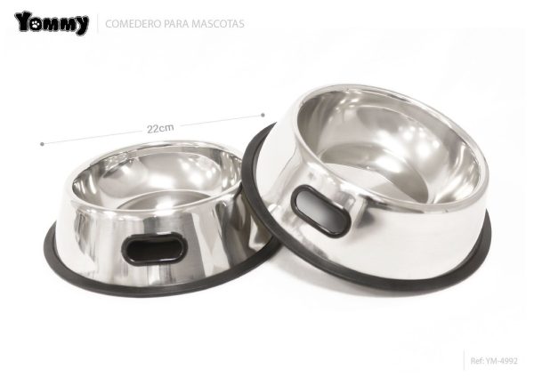 Tazón para perros de acero inoxidable 22 cm - Cuenco de comida para mascotas