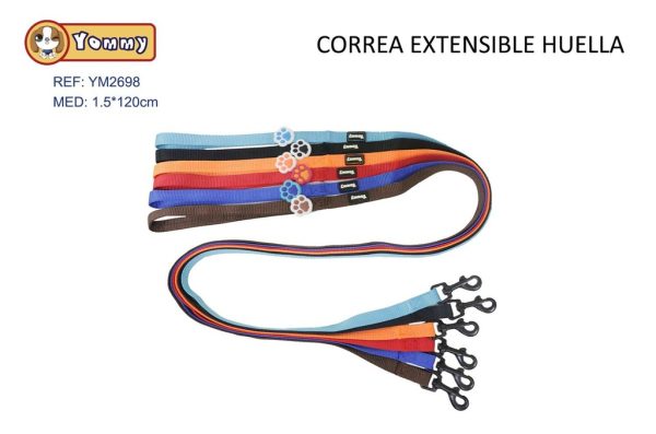 CORREA EXTENSIBLE HUELLA 1.5x120 cm - Accesorios para mascotas
