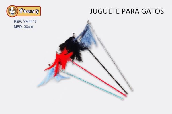 Juguete para gato pluma de colores 30 cm + 10 cm (alambre) - Accesorios para mascotas