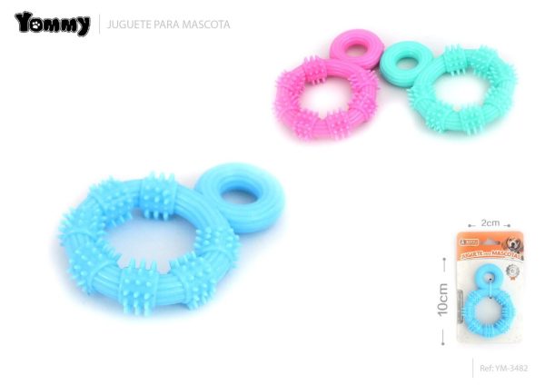 Juguete de goma para mascotas en forma de anillo 10x2 cm - Accesorios para mascotas