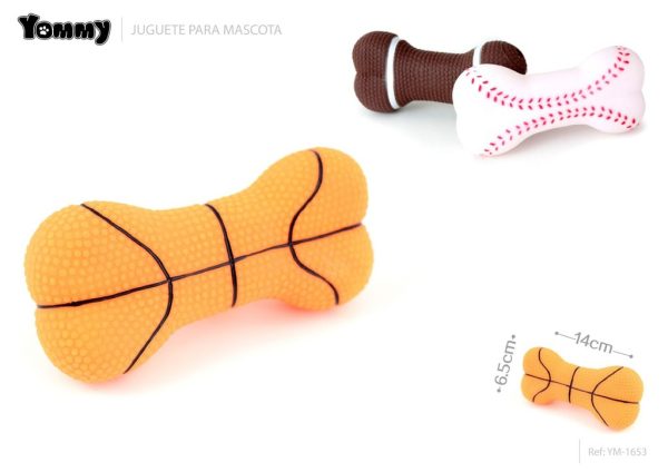 Juguete de vinilo - pelotas de baloncesto/red/hueso 14 x 6.5 x 3.5 cm - Juguetes para mascotas