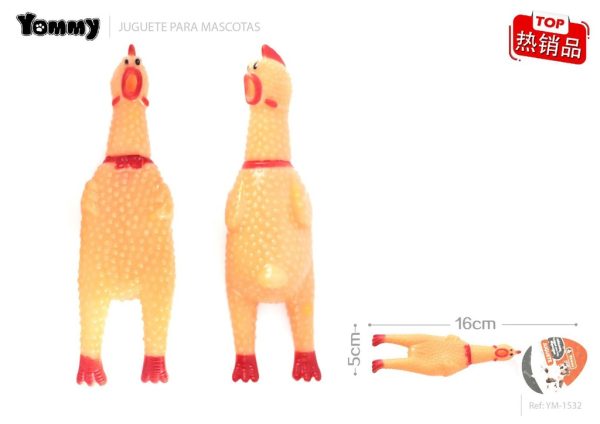 Juguete de vinilo gallina pequeño 16x5 cm - Juguete para mascotas de goma