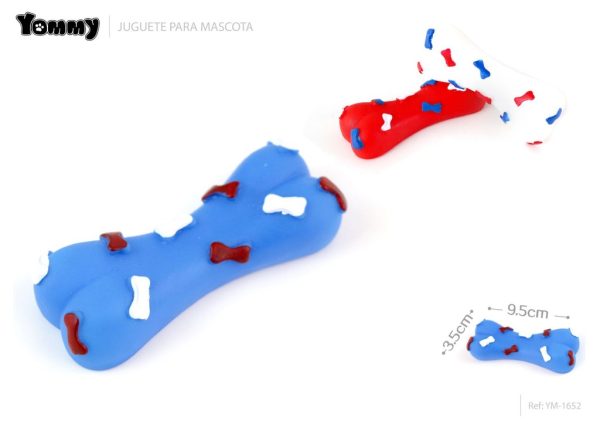 Juguete de vinilo mini hueso - 9.5 x 3.5 x 2 cm - Producto para mascotas