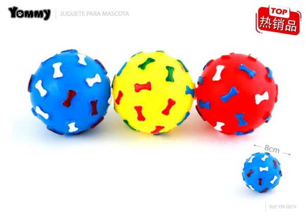Juguete de vinilo para perros 8cm en forma de hueso