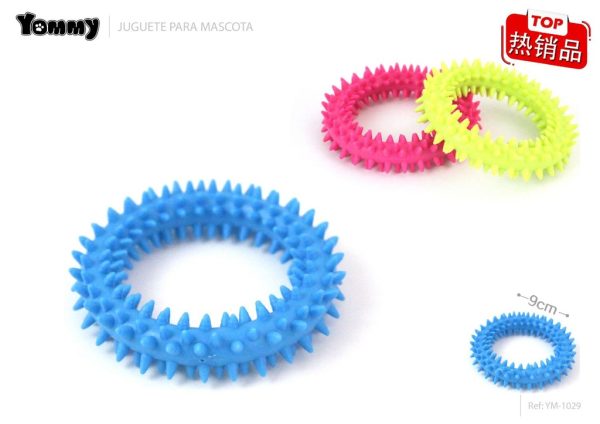 Juguete en forma de círculo de goma dura 9 cm para mascotas - Artículos para mascotas