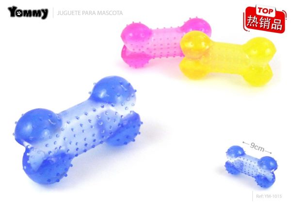 Juguete en forma de hueso transparente 9 cm para mascotas - Artículos para mascotas