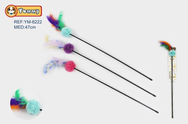 Juguete para gato con pelotas de colores 47 cm - Varitas para jugar