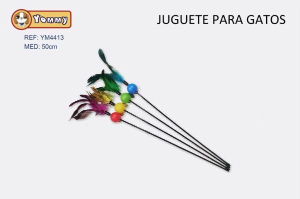 Juguete para gato pluma + pelota 50 cm - Accesorios para gatos