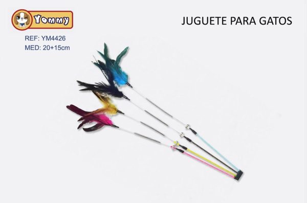 Juguete para gato pluma 20 cm + 15 cm (alambre) - Juguetes para gatos