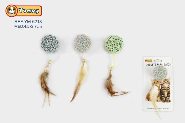 Juguete para gatos bola con plumas 4.5x2.7 cm - Juguetes para mascotas