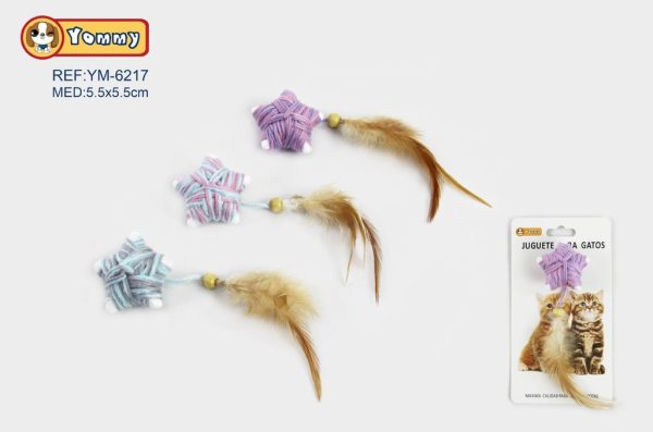 Juguete para gatos con plumas y estrella 5.5*5.5cm