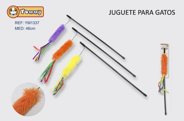 Juguete para gatos con varita para jugar (color aleatorio) 46cm - Productos para mascotas