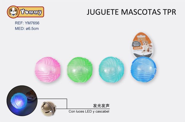 Juguete para mascotas TPR D 6.5 cm - Juguete luminoso para mascotas