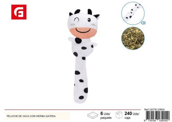 Juguete peluche vaca con hierba - Accesorios para mascotas