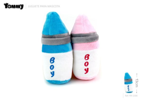 Peluche biberón 13 cm (rosa/azul) - Accesorios para mascotas