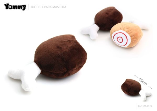 Peluche de muslo de pollo con dos colores 15cm para mascotas