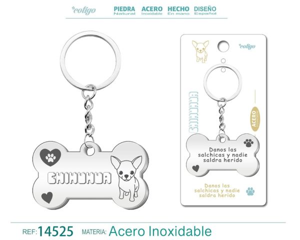 Llavero de acero con perro chihuahua - Accesorios de mascotas