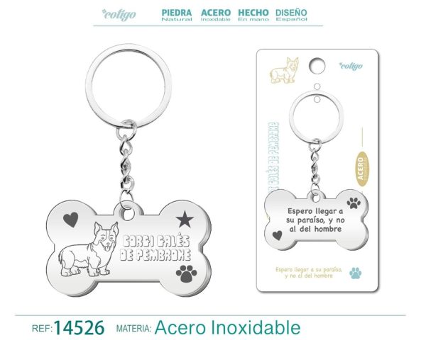 Llavero de acero con perro corgi galés de Pembroke - Accesorios de mascotas