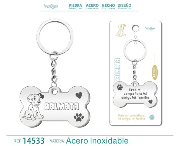 Llavero de acero con perro dálmata - Accesorios de mascotas