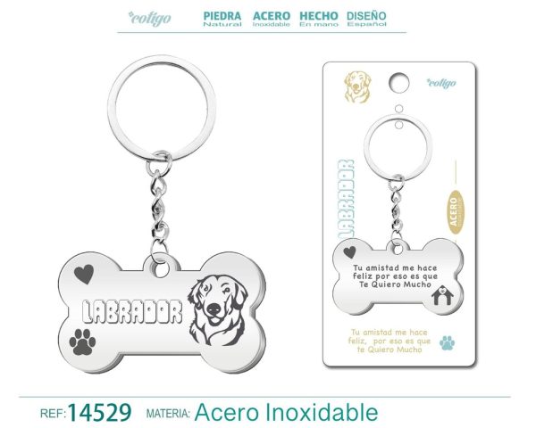 Llavero de acero con perro labrador - Accesorios de mascotas