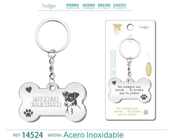 Llavero de acero con perro ratonero valenciano - Accesorios de mascotas