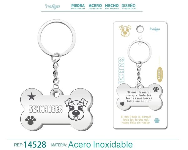Llavero de acero con perro schnauzer - Accesorios de mascotas