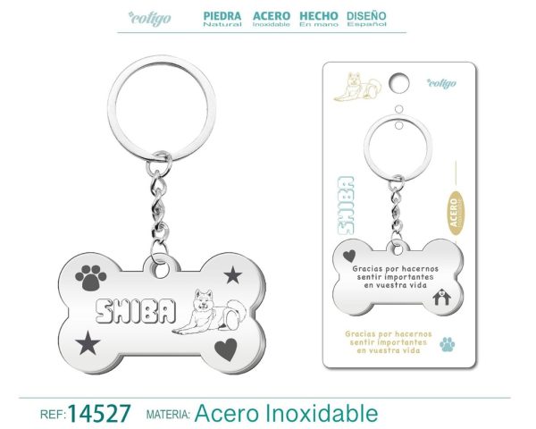 Llavero de acero con perro shiba - Accesorios de mascotas