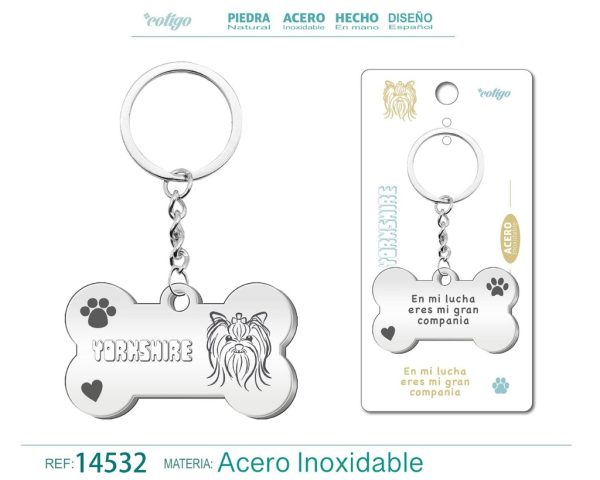 Llavero de acero con perro yorkshire - Accesorios de mascotas