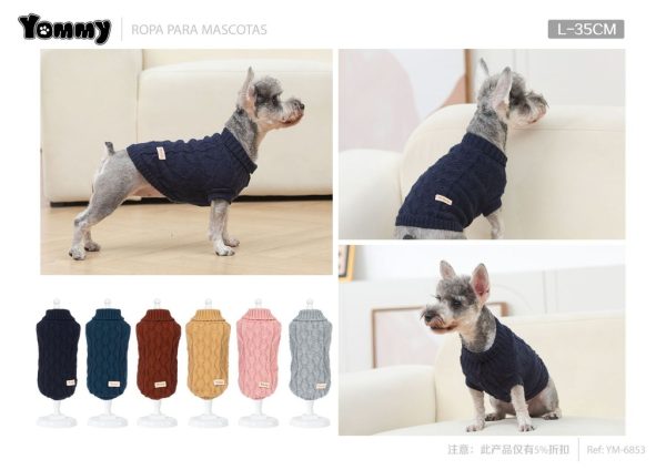 Jersey para mascotas tejido lujo talla L 35cm para ropa de mascotas