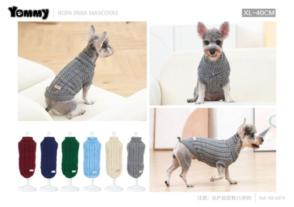 Jersey para mascotas tejido trenzado de espiga XL 40 cm - Ropa para mascotas