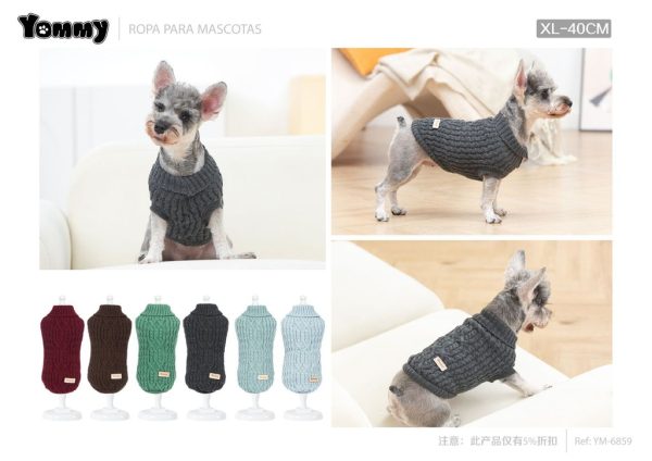 Jersey para mascotas tejido trenzado de lujo XL 40 cm - Ropa para mascotas - Imagen 3