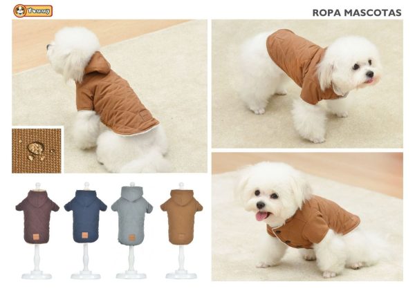 Ropa anorak de algodón con capucha para mascotas M - Abrigo para mascotas