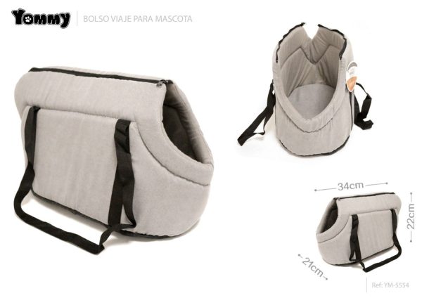 Bolso de viaje de felpa gris 34*21*22 cm - Accesorios para mascotas