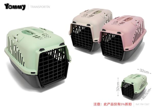 Transportín para mascotas con puerta de plástico 46.5x32x32h - Accesorios para mascotas