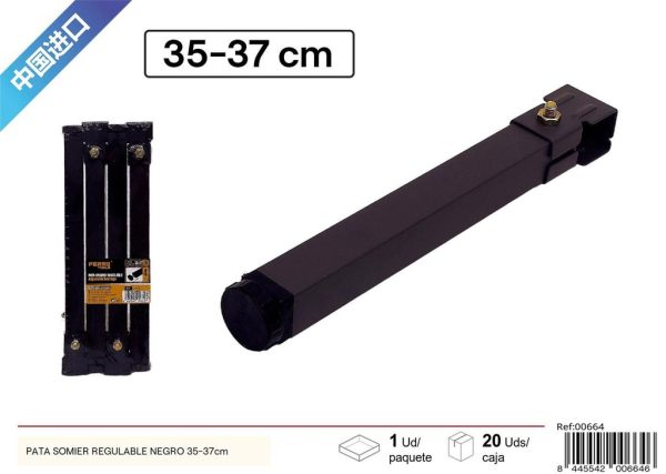 Pata somier regulable negra 35-37 cm - Ferretería y accesorios de muebles