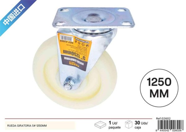 Rueda giratoria de nylon 5" 125mm para muebles y transporte