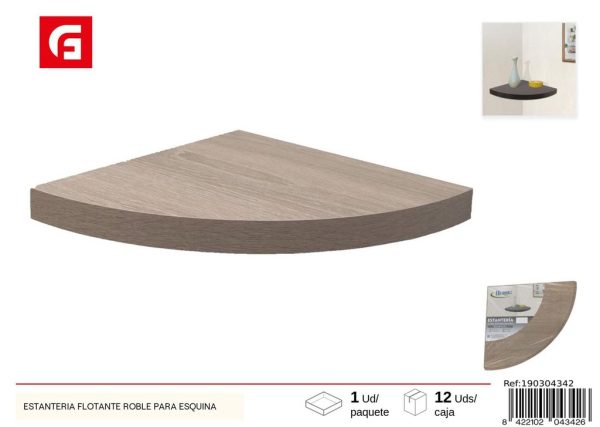 Estantería Flotante de Roble para Esquina