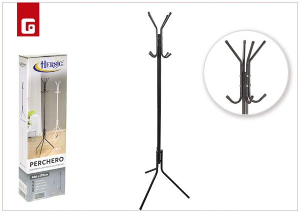 Perchero metálico negro con 8 ganchos - Decoración del hogar