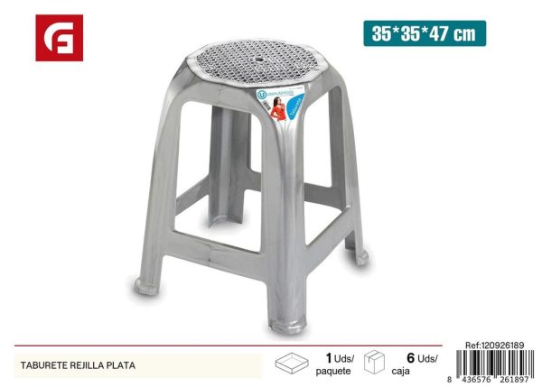 Taburete de rejilla plata 35*35*47cm - Muebles y accesorios